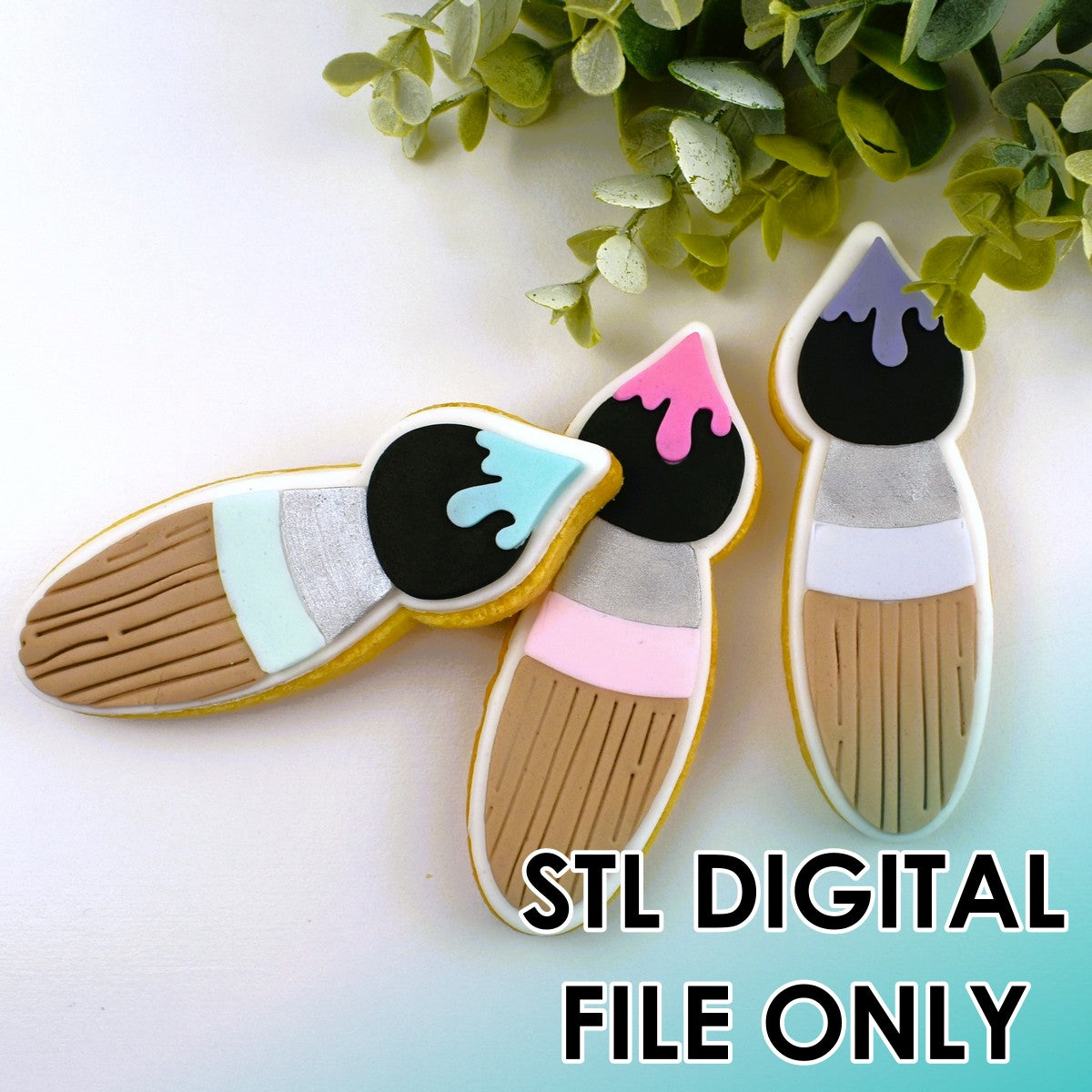 Paint Brush Raised Stamp & Cutter Set