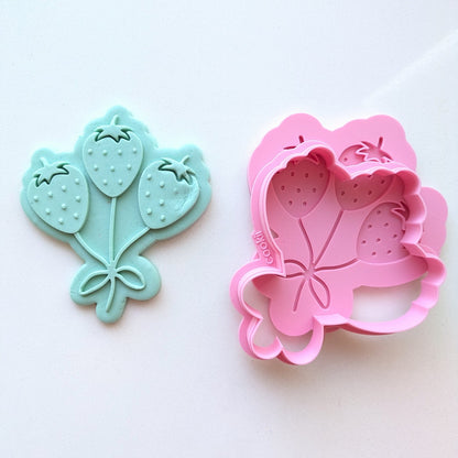 Berry First - Strawberry Balloons Raised Stamp & Cutter Set