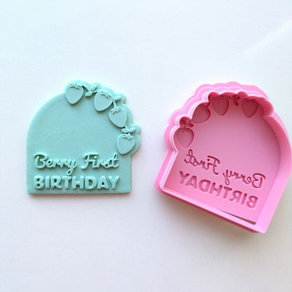 Berry First - Berry First Birthday Plaque Raised Stamp & Cutter Set