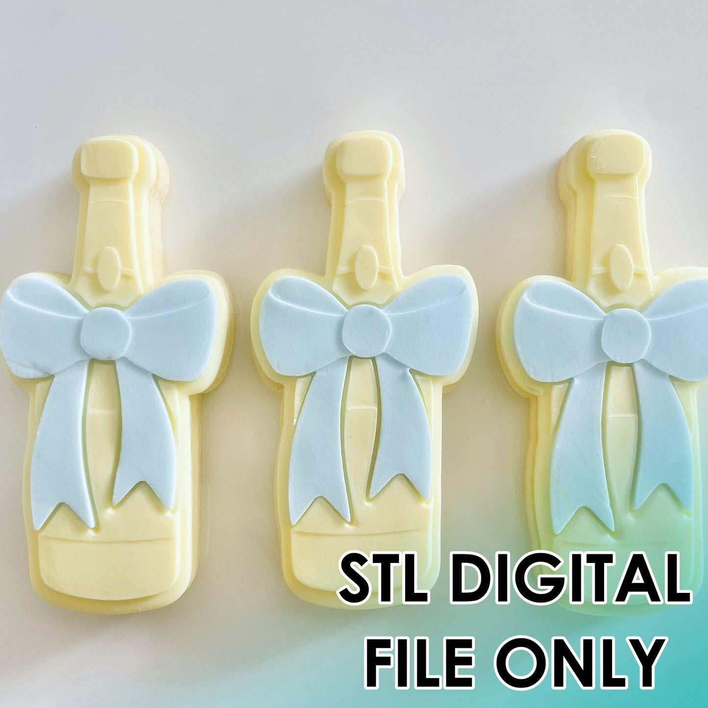 Champagne Bottle Bow - Cutter & Raised Stamp Set