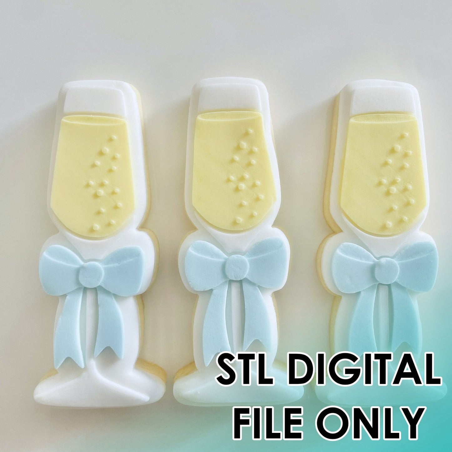 Champagne Glass Bow - Cutter & Raised Stamp Set