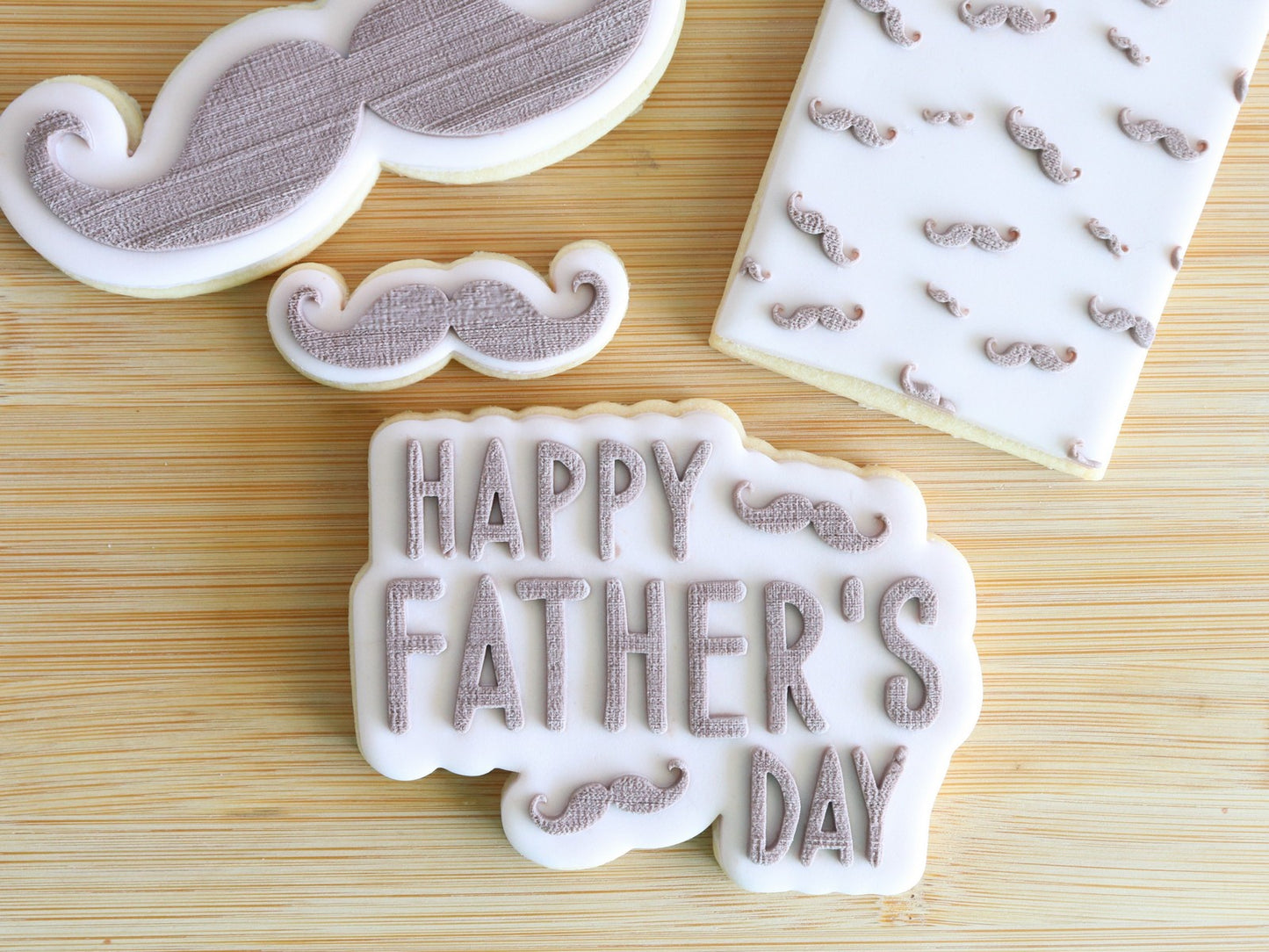 Happy Father's Day Moustache Bubble - Raised Embosser Set