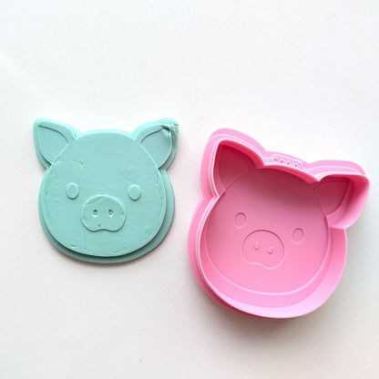 Farm Animals - Pig Raised Stamp & Cutter Set