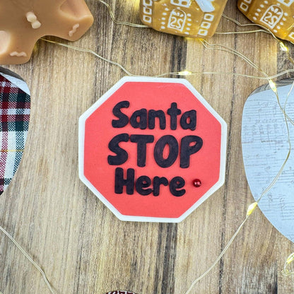 Santa Stop Here Raised Stamp & Cutter Set