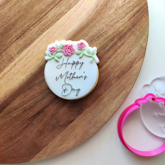 "Happy Mother's Day" Rose Border - Raised Embosser Set
