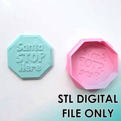 Santa Stop Here Raised Stamp & Cutter Set