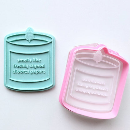 "smells like freshly signed divorced papers" candle - Raised Embosser Set