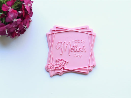 Camellia Geometric Frame "Happy Mother's Day" - Raised Embosser Set